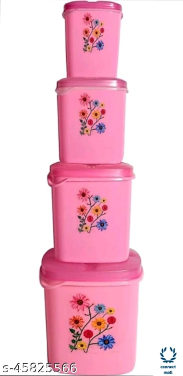 Essential Plastic Jars & Containers  - L X H X W  :11 X 8 X 5.5, Pink, Plastic, Other  Airtight, 8 Piece of 1 Pack